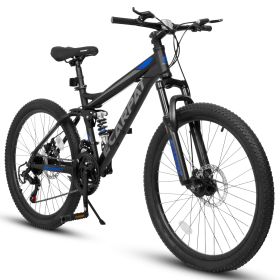 A2660 26 Inch Mountain Bike, 21-Speed Disc Brakes, Durable Frame, Front, Rear Dual-Shock Absorption, Unisex For Commuting, Travel, School, Mountain An
