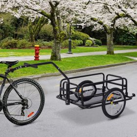 Folding Bicycle Bike Cargo Storage Cart and Luggage Trailer with Hitch - Black