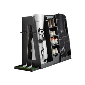 55.5 L X 16 W X 37 H In Wooden Golf Bag Organizer And Storage Rack,High Quality Wooden 2 Golf Bag Rack With Drawers,Easy To Assemble Golf Club Holder