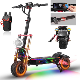 S5 Electric Scooter For Adults, 6000W Dual Motor Power, Up To 55 MPH, 60V 38Ah Battery, Up To 80 Miles Range, 11 All-Terrain Tires, Foldable E-Scooter