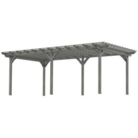 12â€™ x 20â€™ Outdoor Pergola, Wood Gazebo Grape Trellis with Stable Structure for Climbing Plant Support, Gray