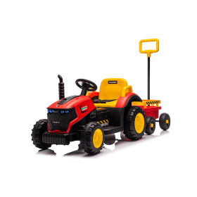 Kids Electric Ride On Tractor With Trailer, 12V Powered Children's Farm Tractor Toy Car With LED Lights, Music, PP Material, For 3-6 Years Old