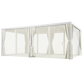 12â€™ x 19â€™ Aluminum Pergola with Adjustable Louvered, Outdoor Pergola with Curtains and Netting, Cream White