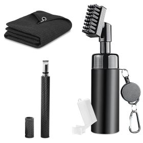 1Pc 3 In 1 Golf Club Cleaning Kit Golf Club Cleaner Brush With 5Oz Water Bottle Retractable Clip Groove Sharpener Golf Towel Gift For Golfers