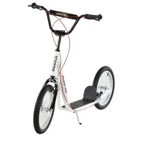 Toddler Scooter, White, Adjustable Handlebar, Kick Scooter For Kids 5,Dual Brakes, Inflatable Wheels