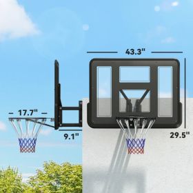 Soozier Wall Mounted Basketball Hoop, Basketball Goal Combo Kit With 43 Reinforced Shatter Resistant Backboard And All Weather Net For Indoor Or Outdo