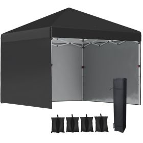 10' x 10' Pop Up Canopy Tent with 3 Sidewalls, Leg Weight Bags and Carry Bag, Height Adjustable, Instant Party Tent Event Shelter Gazebo for Garden,