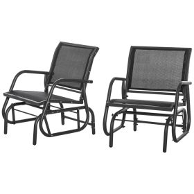 2-Piece Outdoor Glider Swing, Rocking Chair Set with Breathable Mesh Fabric, Sturdy Durable Frame, Curved Armrests, Supports Up to 264 lbs., for Back