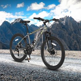 24 Inch Mountain Bike, Suitable For Boys And Girls, Steel Frame, Shimano 21 Speed Mountain Bike, With Dual Disc Brakes And Front Suspension, Banned Pl
