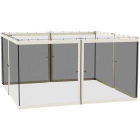13x13 Gazebo Netting Mosquito Netting Screen with Zippers, Black Rings, High-Quality Polyester, Washable, Black