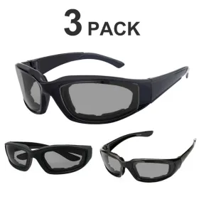 3 Pairs Motorcycle Sports Biker Riding Glasses Wind Resistant Eye Protection Sports Goggles Cycling Glasses Sunglasses Grey Color(TK/TMEU For Self-pic