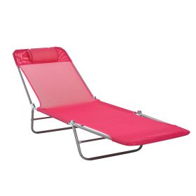 Folding Chaise Lounge Chair, Pool Sun Tanning Chair, Outdoor Lounge Chair with Reclining Back, Breathable Mesh Seat, Headrest for Beach, Yard, Patio,