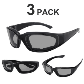 3 pairs Motorcycle Sports Biker Riding Glasses Wind Resistant Eye Protection Sports Goggles Cycling Glasses Sunglasses Grey Color(TK/TMEU for sel