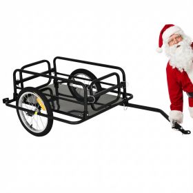 Bike Trailer, Foldable Bicycle Trailer with16 Inch Pneumatic Tire, Universal Coupler, Foldable Frame and Safe Reflectors Design, Large Load Capacity,