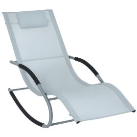 Zero Gravity Rocking Chair Outdoor Chaise Lounge Chair Recliner Rocker with Detachable Pillow and Weather-Fighting Fabric for Patio, Deck, Pool, Gray