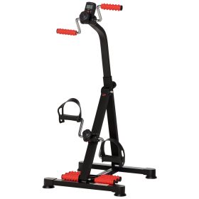Pedal Exerciser, Hand Arm Knee and Leg Exercise Machine for Seniors, Height-adjustable, with LCD Display and Foot Massage Roller