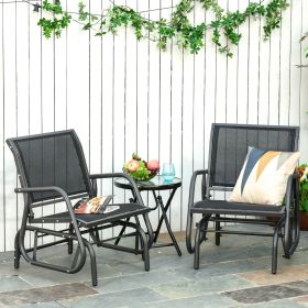 2-Piece Outdoor Glider Swing (Option: Black-1280x580x225 mm)