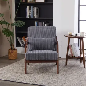 Mid-Century Modern Accent Chair, Arm Chair Living Room Chairs With Pillow Upholstered Reading Chair With Solid Wood Frame & Living Room Bedroom Balcon (Option: defaulttitle)