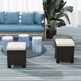 2 Piece Outdoor Ottomans with Cushions (Option: Beige-430x430x320 mm)