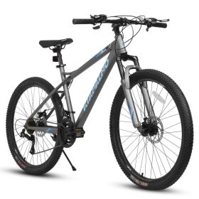 A26251 26-Inch Mountain Bike For Adults And Teenagers, High Carbon Steel Frame, Front And Rear Mechanical Disc Brakes, 21-Speed Gear System, 26x2.125 (Option: Blue Grey)