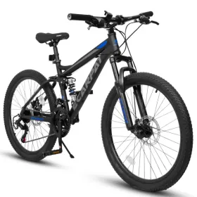27.5 Inch Full Suspension Mountain Bike, Front And Rear Dual Shock Absorbers, Mechanical Disc Brakes, 21-Speed, Suitable For Men And Women, Ideal For (Option: defaulttitle)