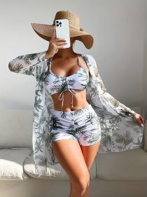 Women's Three-piece Casual Swimsuit P507-06 (Option: Green-XXL)