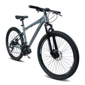 A26317 KIAPALNO 26 Inch All-Terrain Mountain Bike With Disc Brakes 21-Speed Drivetrain & Durable Carbon Steel Frame Ideal For Men And Women, Perfect F (Option: A26317GREYBLACK)