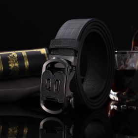 New Men's Plaid Trendy Durable Strong Alloy Belt (Items: Circle B Graphic Gun Color, size: 115cm/45.3inch)