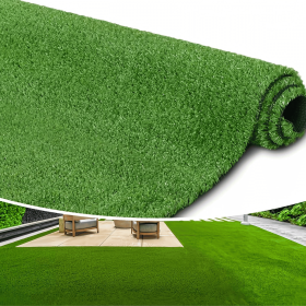 3ft x 32ft Artificial Turf 0.6" Mat with Drainage Holes. Fake Grass with Rubber Backing, Economical and Ideal for Indoor/Outdoor Pet Areas, Garde (3ft x 32ft: Grass height 0.6 inches/1.5cm)